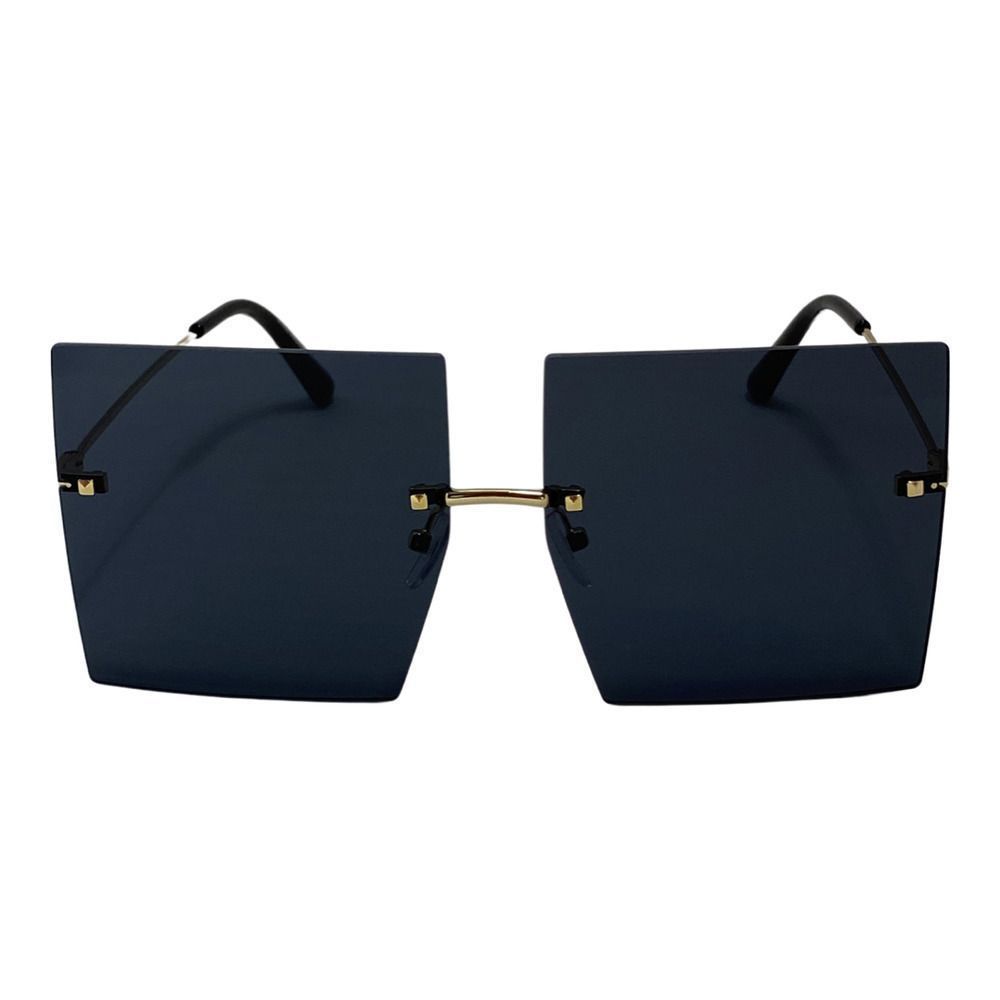 6085 | Black Rimless Large Square Sunglasses